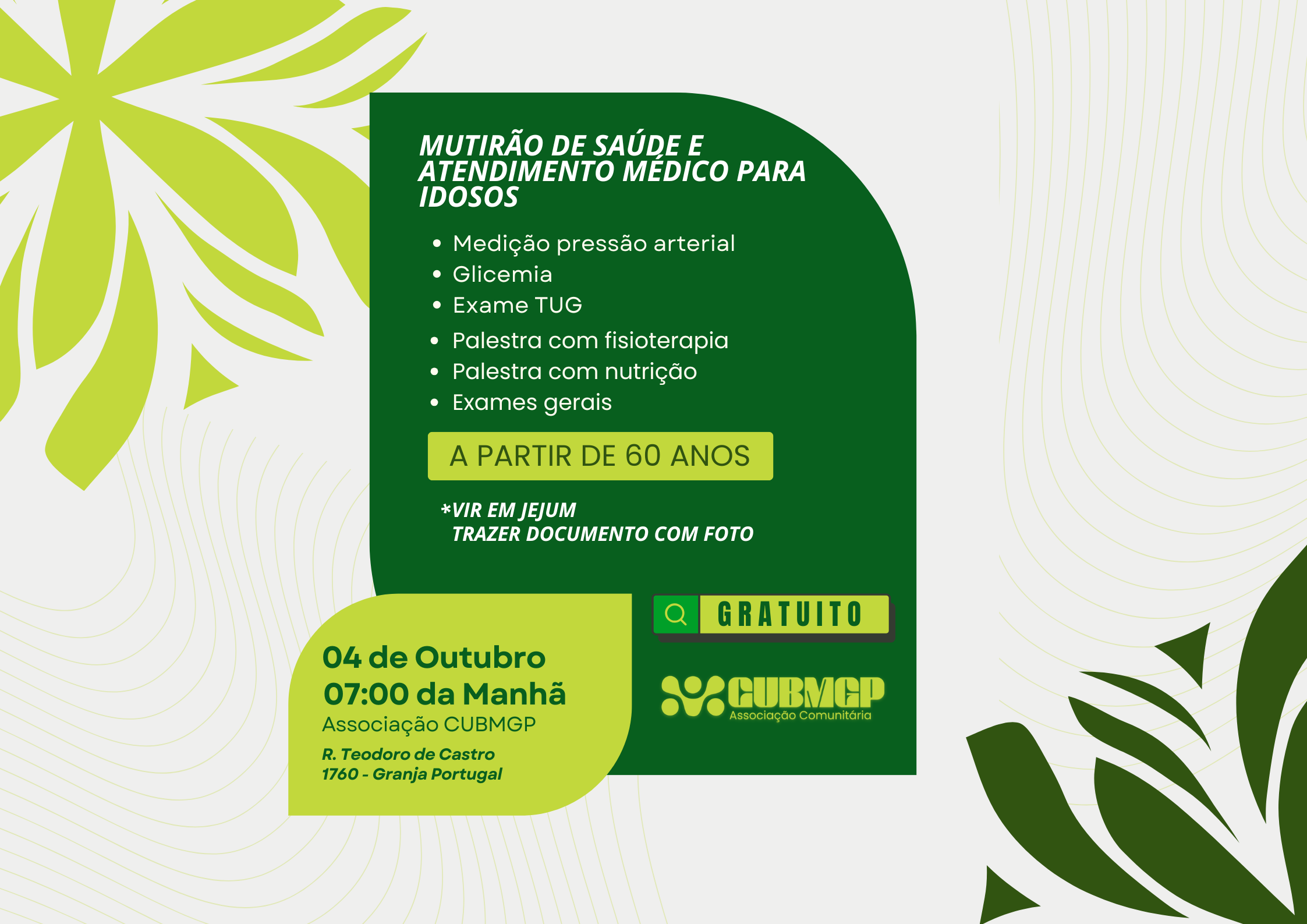 BANNER DE DIVULGAÇÃO DO DIA DE ATENDIMENTO PARA IDOSOS